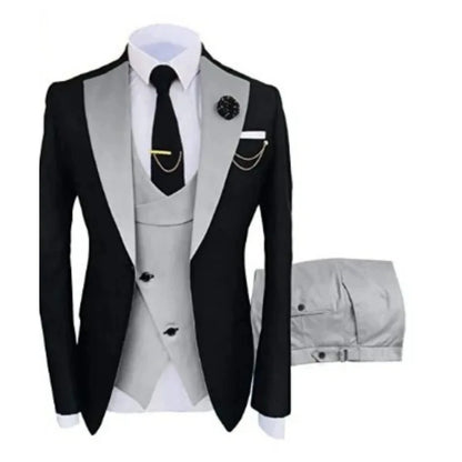 Men Suits 3 Pieces Tailored Best Man Groom Wedding Tuxedo Slim Fit Jacquard Two-color Blazer Jacket  Vest Pants Tuxedo Clothing