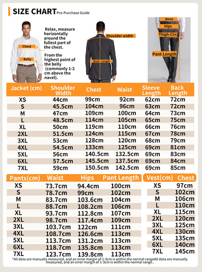 Men's 3-Piece Suit Set Classic One Gold Button Slim Fit Blazer Vest Pants Formal Business Wedding Wear