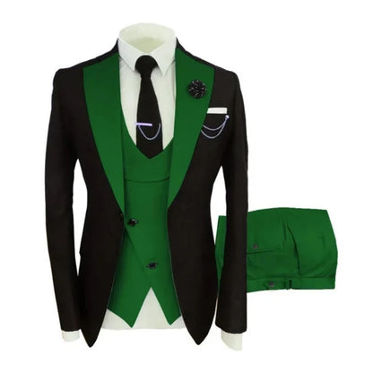 Men Suits 3 Pieces Tailored Best Man Groom Wedding Tuxedo Slim Fit Jacquard Two-color Blazer Jacket  Vest Pants Tuxedo Clothing